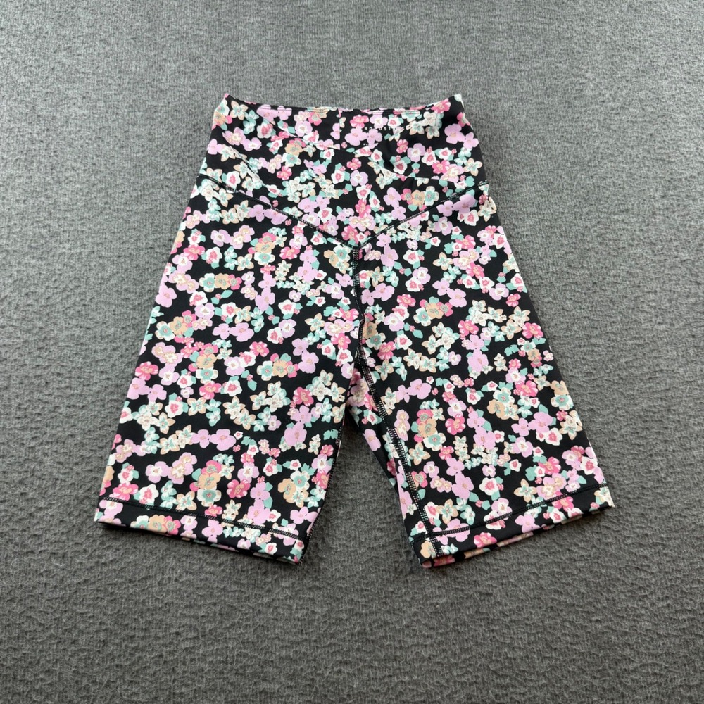 Aeropostale Biker Shorts Women's XS Blackβ Floral High Waisted Athletic Yoga 7"